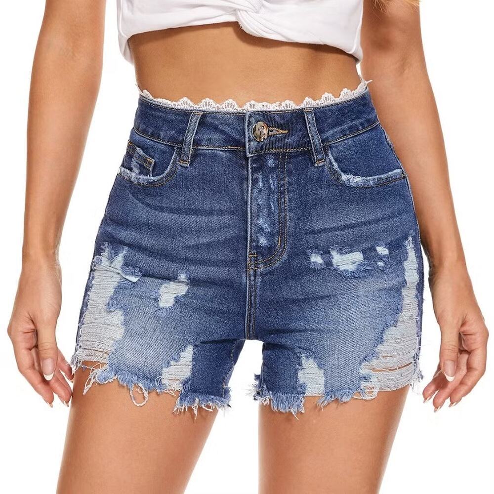 VIPONES High-Waisted Distressed Denim Shorts size 16